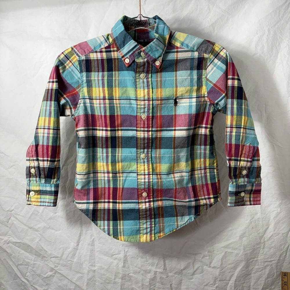 Polo Ralph Lauren Toddler Plaid Button Down Shirt Size‎ 3/3T Long Sleeve Spring
